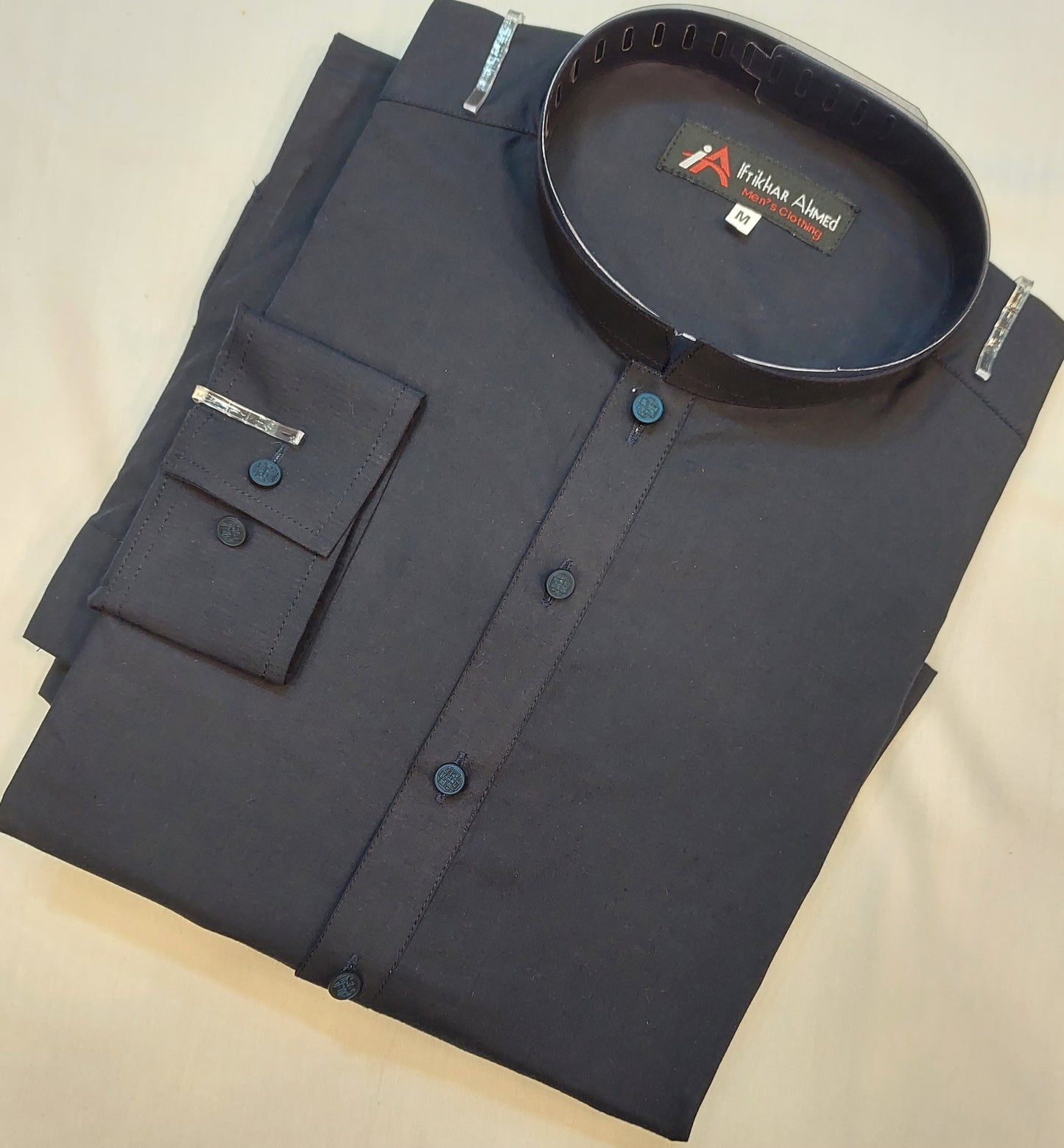 Bluish Black Kameez Shalwar - Wash n Wear Fabric