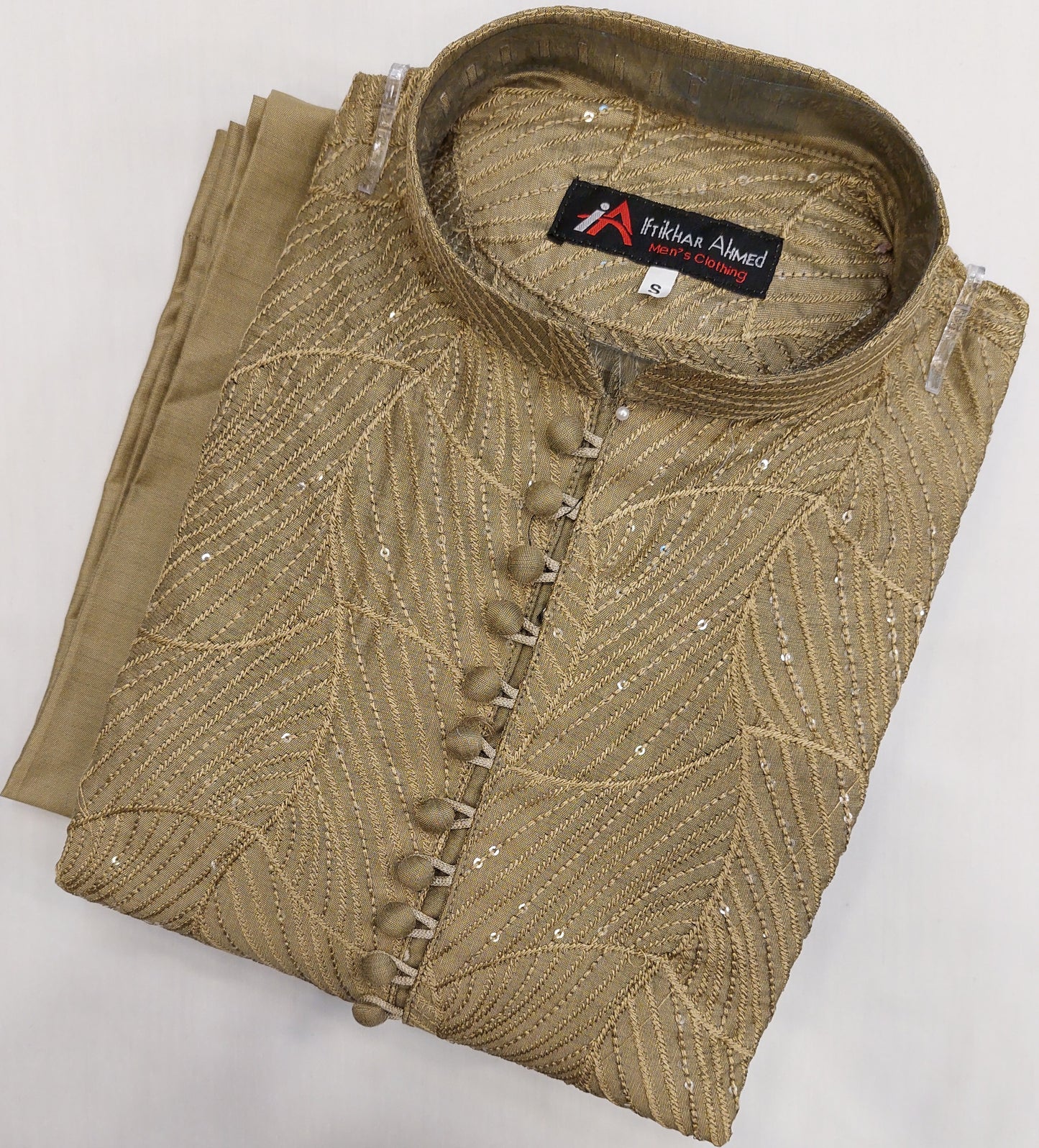 Shampion Green - Kurta Pajama - Masoori Sequence Work - Cotton Silk Fabric