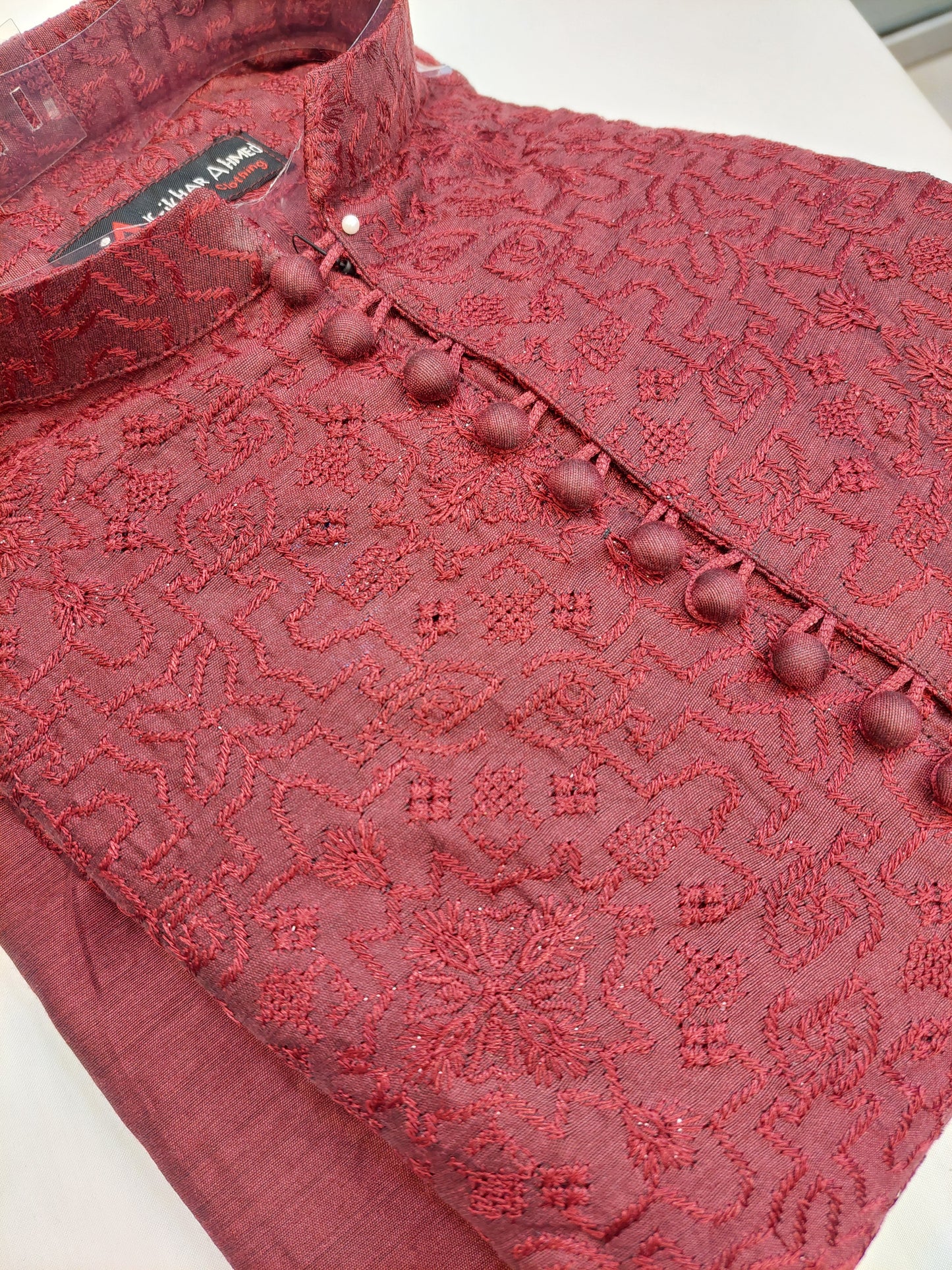 Red - Kurta Pajama - Masoori Sequence Work - Cotton Silk Fabric