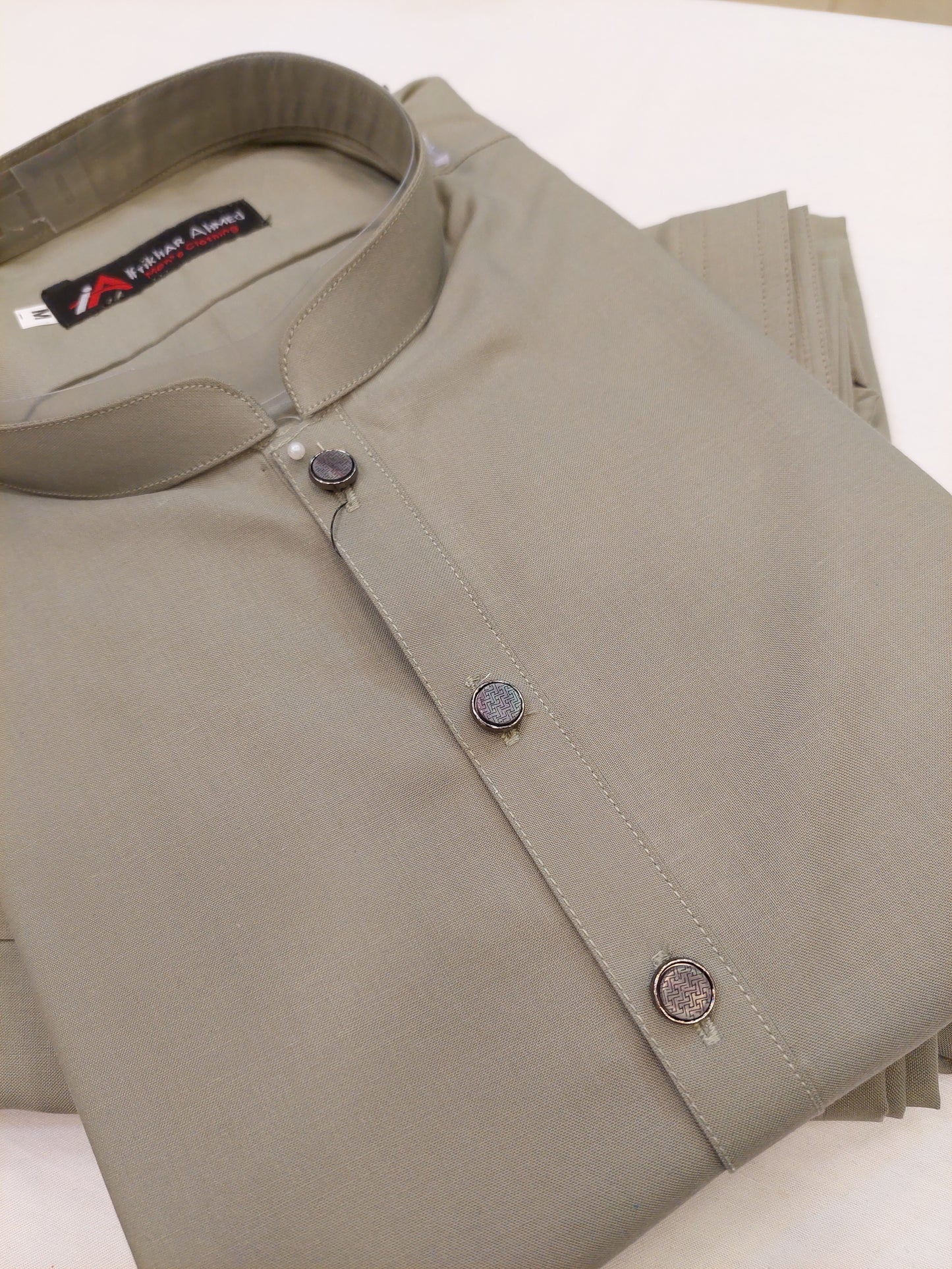Olive Green - Kameez Shalwar - Wash n Wear Fabric