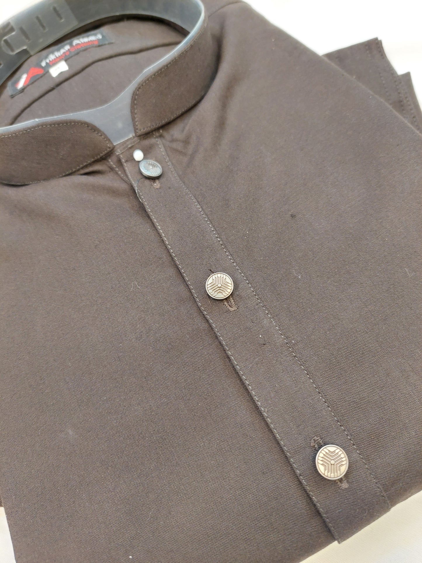 Dark Brown - Kameez Shalwar - Wash n Wear Fabric