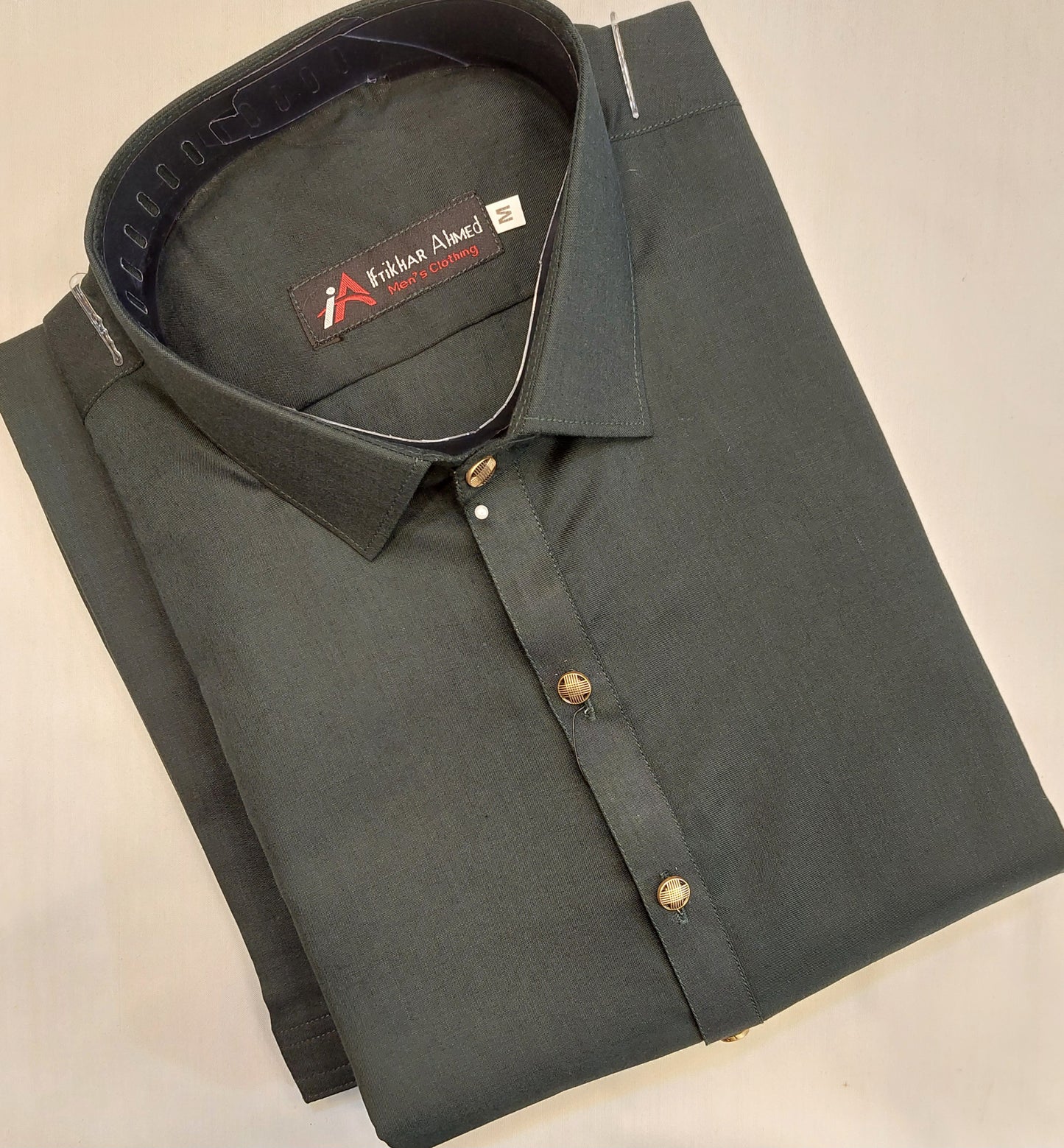 Bottle Green - Kameez Shalwar - Wash n Wear Fabric