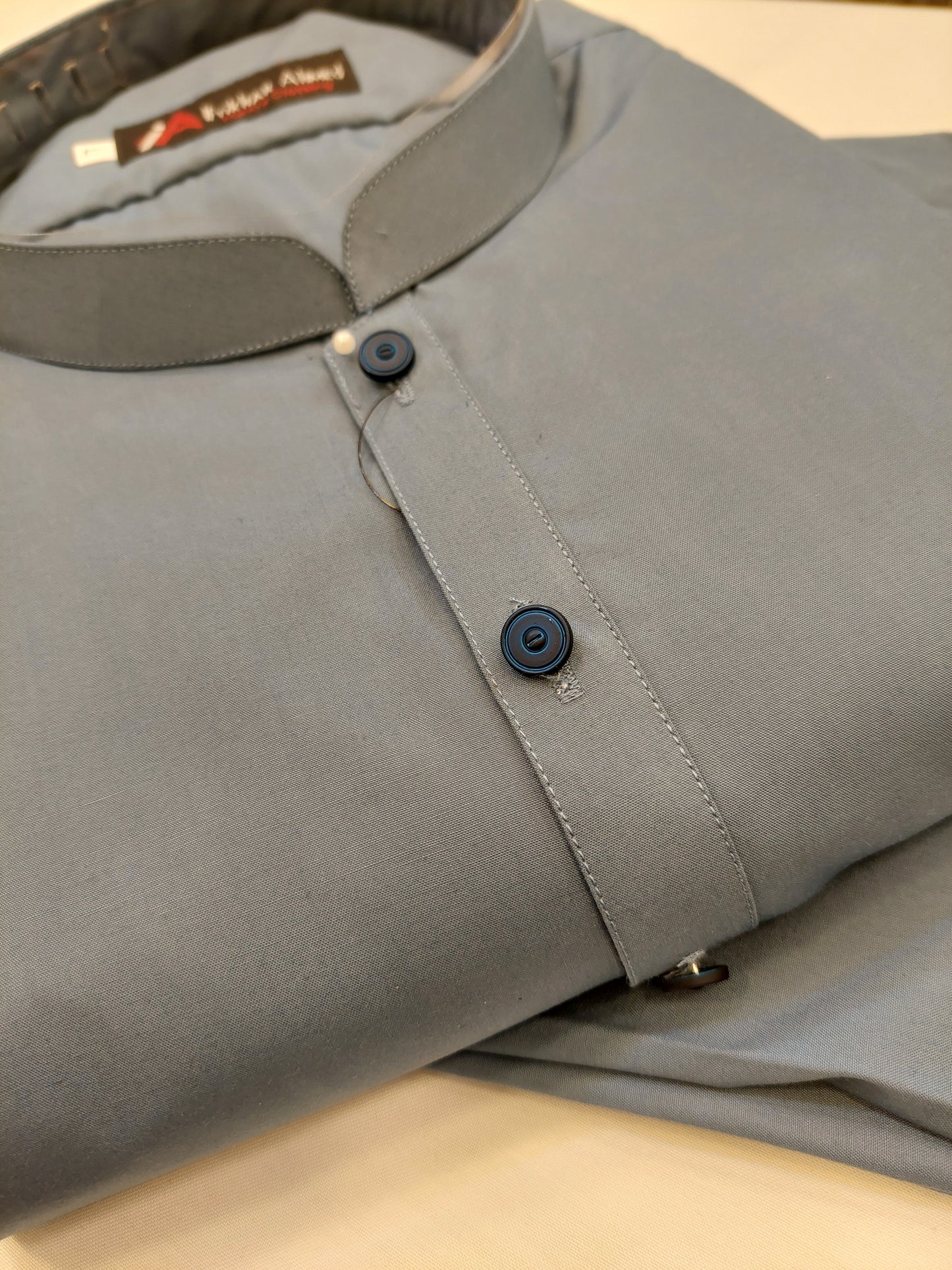 Greyish Blue - Kurta Pajama - Wash n Wear Fabric