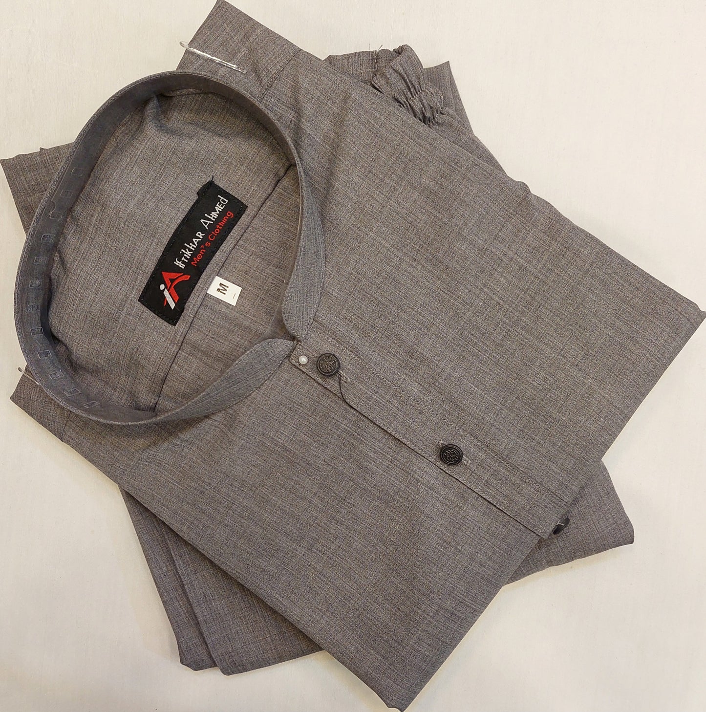 Grey - Kurta Pajama - Wash n Wear Fabric