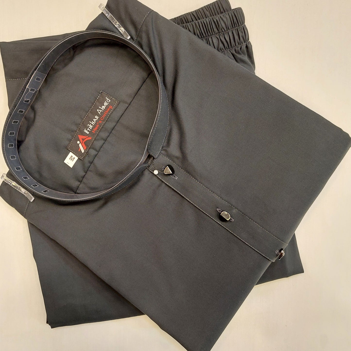 Dark Grey - Kurta Pajama - Wash n Wear Fabric