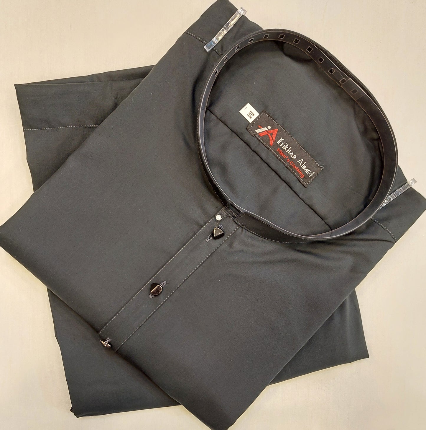 Dark Grey - Kurta Pajama - Wash n Wear Fabric