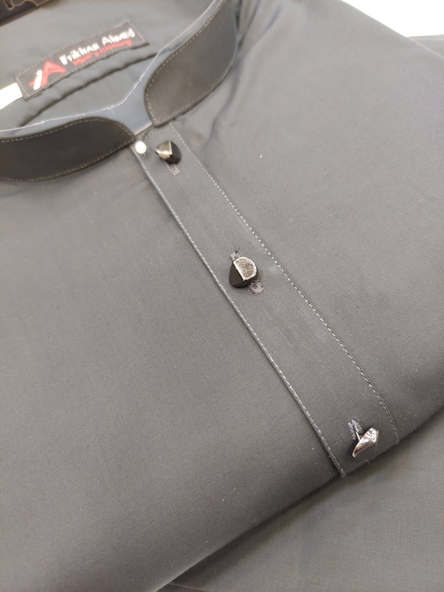 Dark Grey - Kurta Pajama - Wash n Wear Fabric