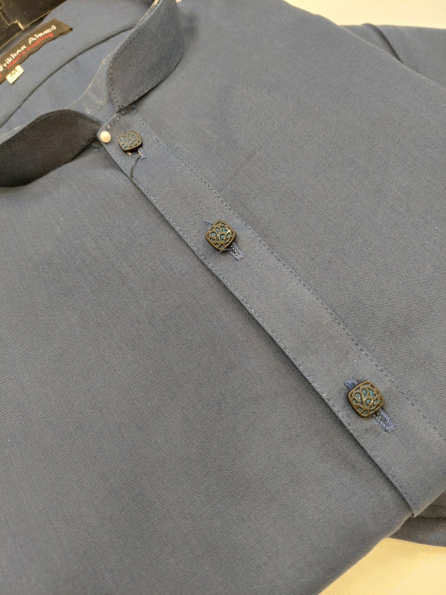 Navy Blue - Kurta Pajama - Wash n Wear - Fabric