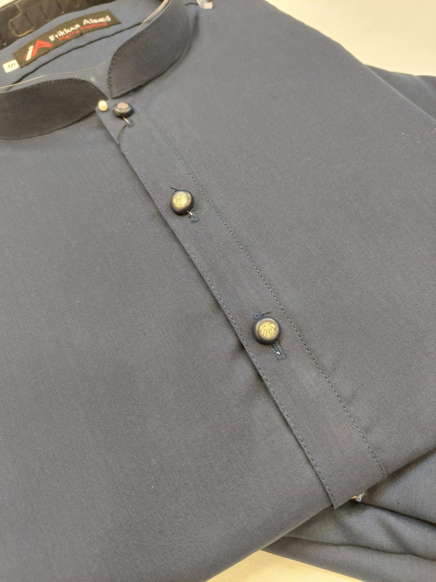 Navy Blue - Kurta Pajama - Wash n Wear - Fabric