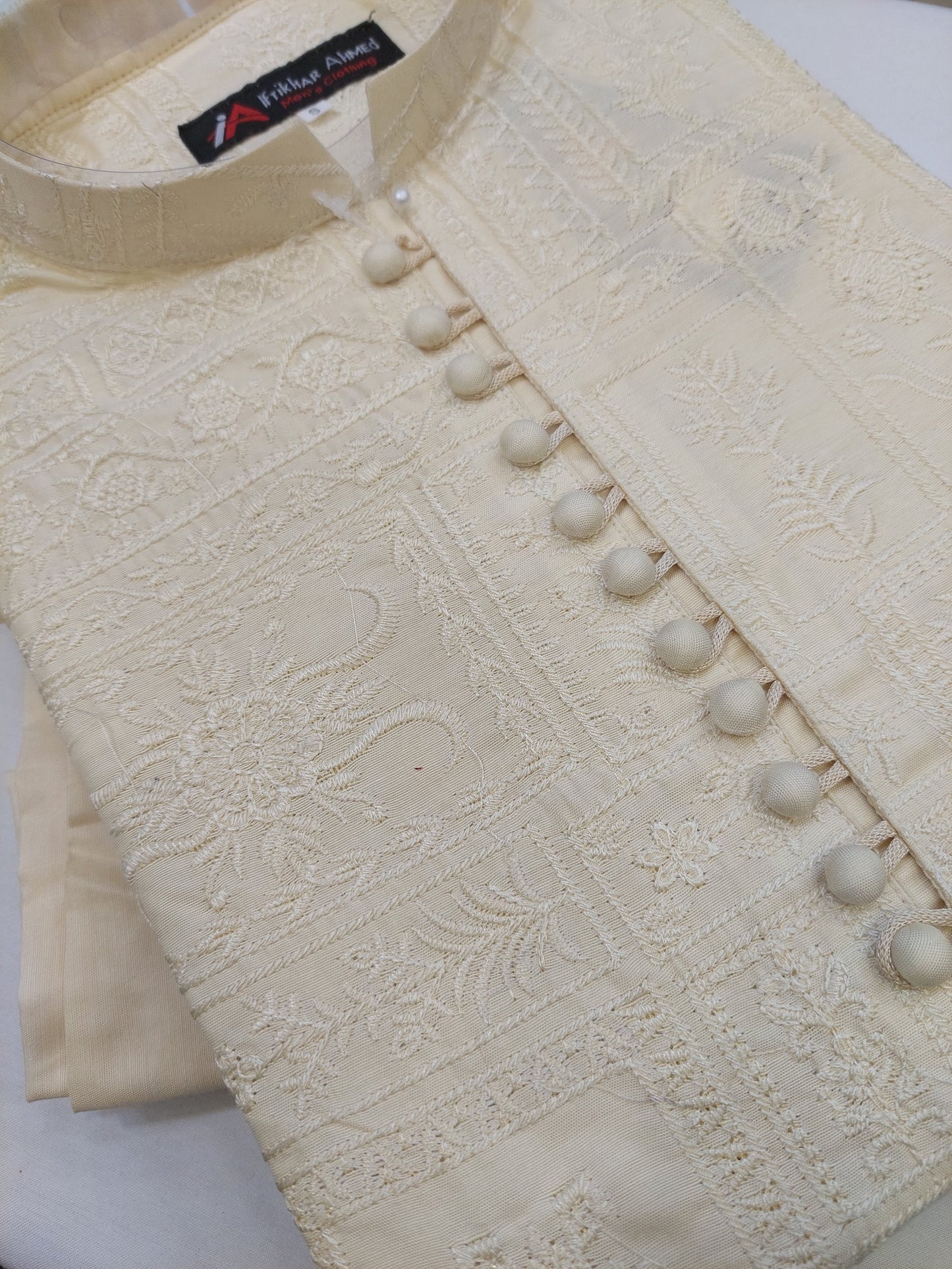 Light Golden - Kurta Pajama - Masoori Work - Cotton Silk Fabric
