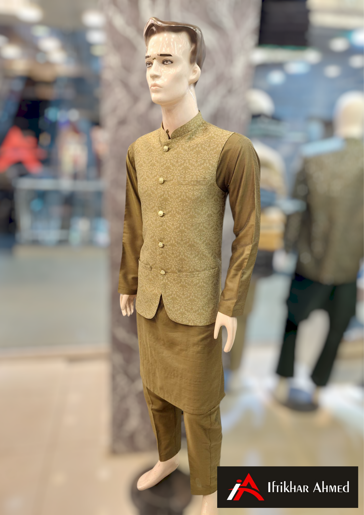 Light Green with Mehndhi Green Embroidery - Waist Coat – Masoori Fabric