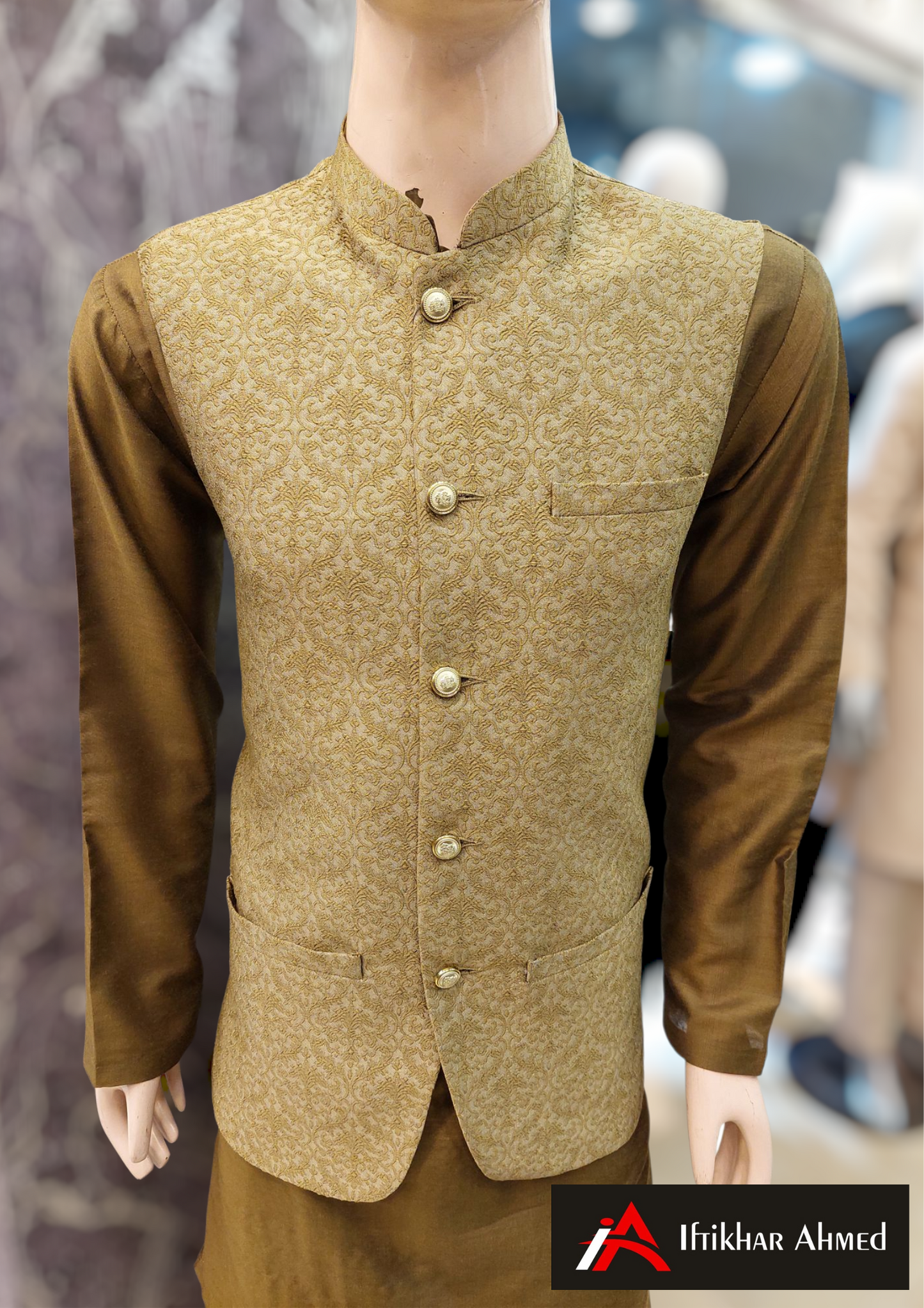 Light Green with Mehndhi Green Embroidery - Waist Coat – Masoori Fabric