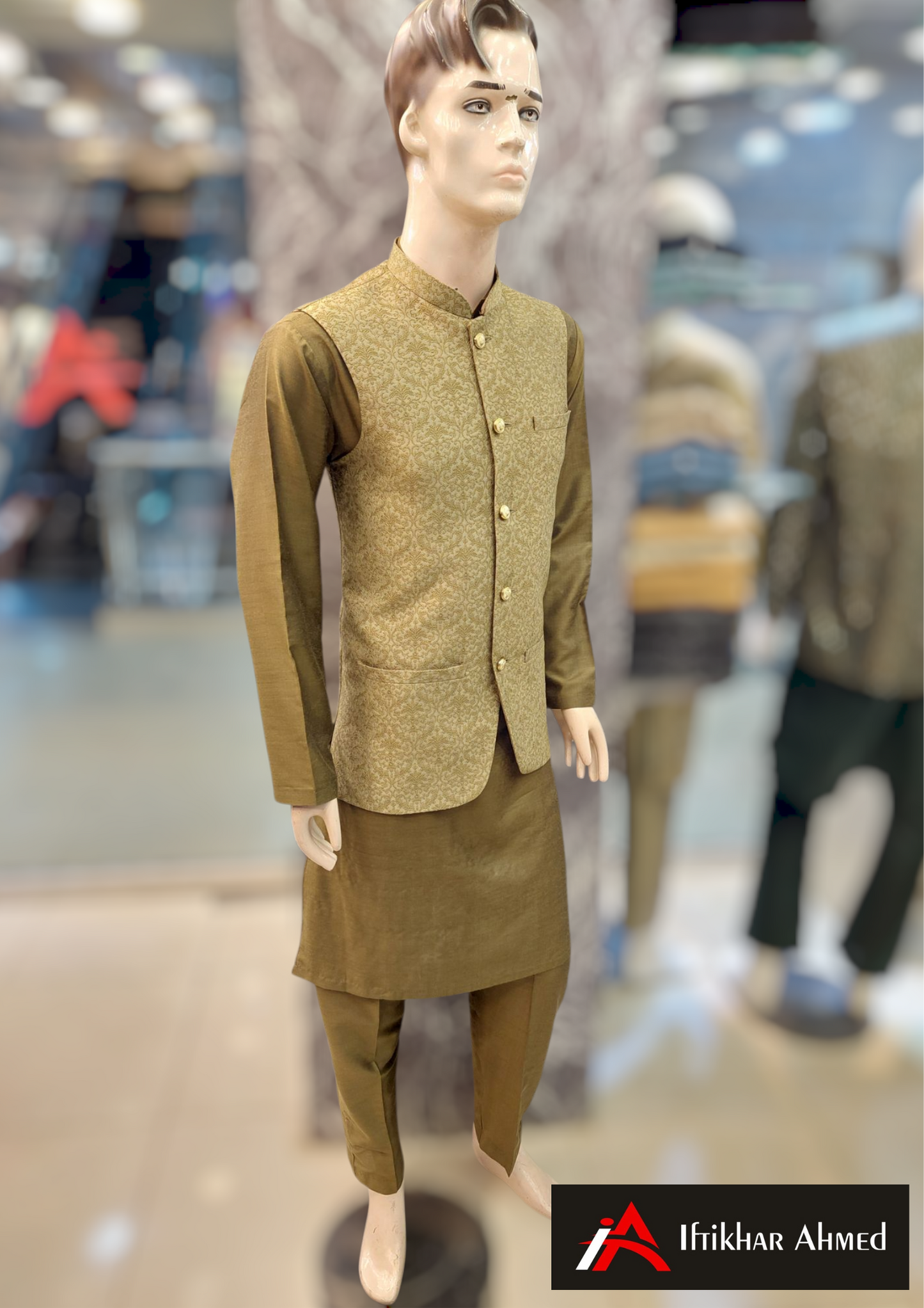 Light Green with Mehndhi Green Embroidery - Waist Coat – Masoori Fabric