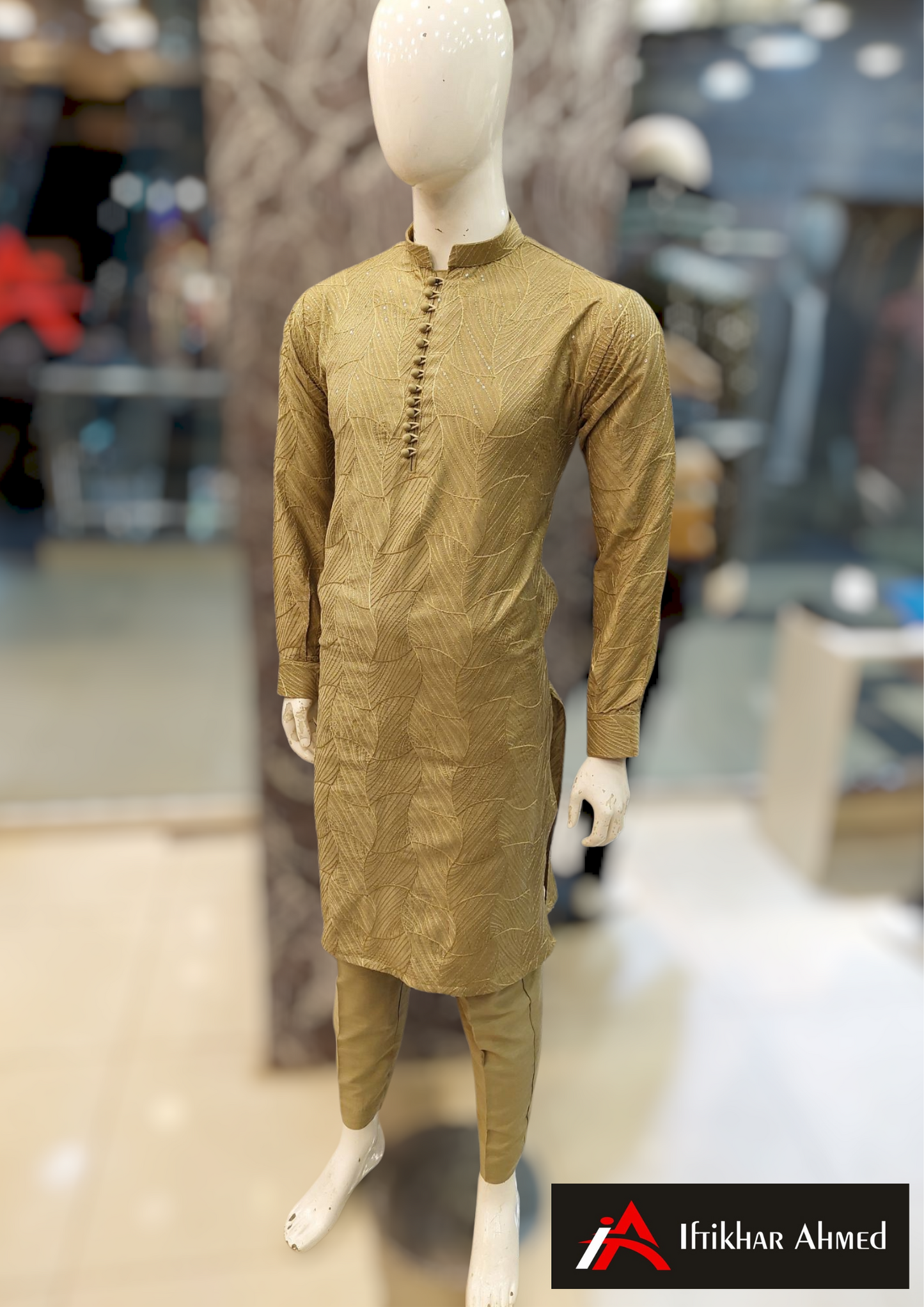 Shampion Green - Kurta Pajama - Masoori Sequence Work - Cotton Silk Fabric