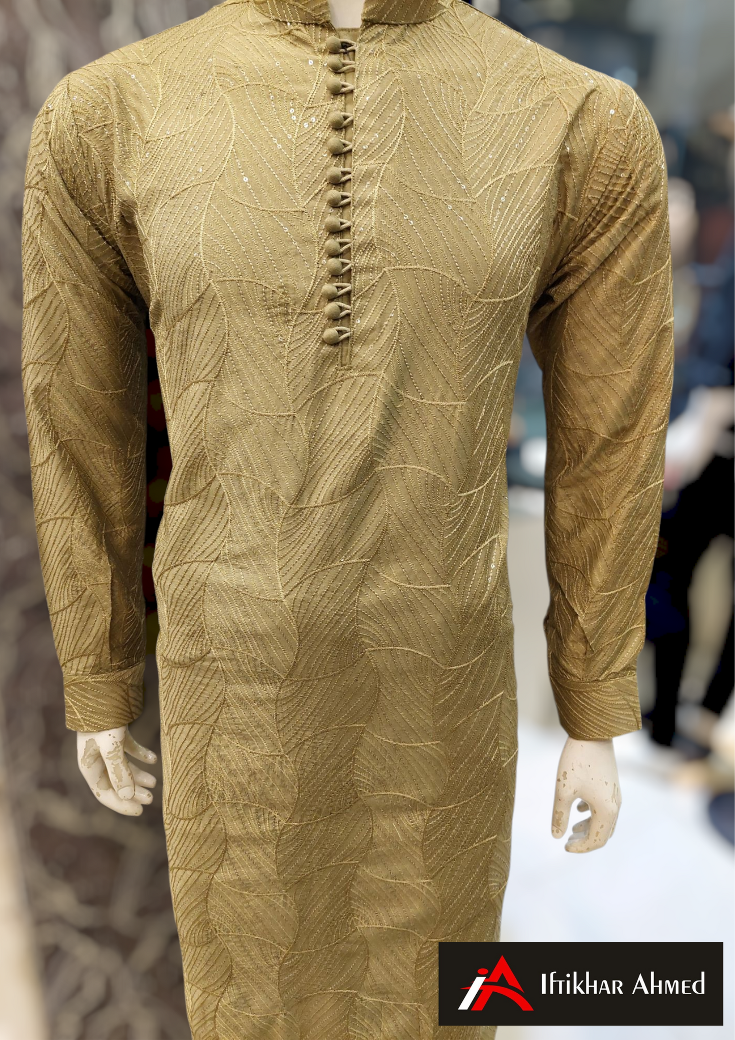Shampion Green - Kurta Pajama - Masoori Sequence Work - Cotton Silk Fabric