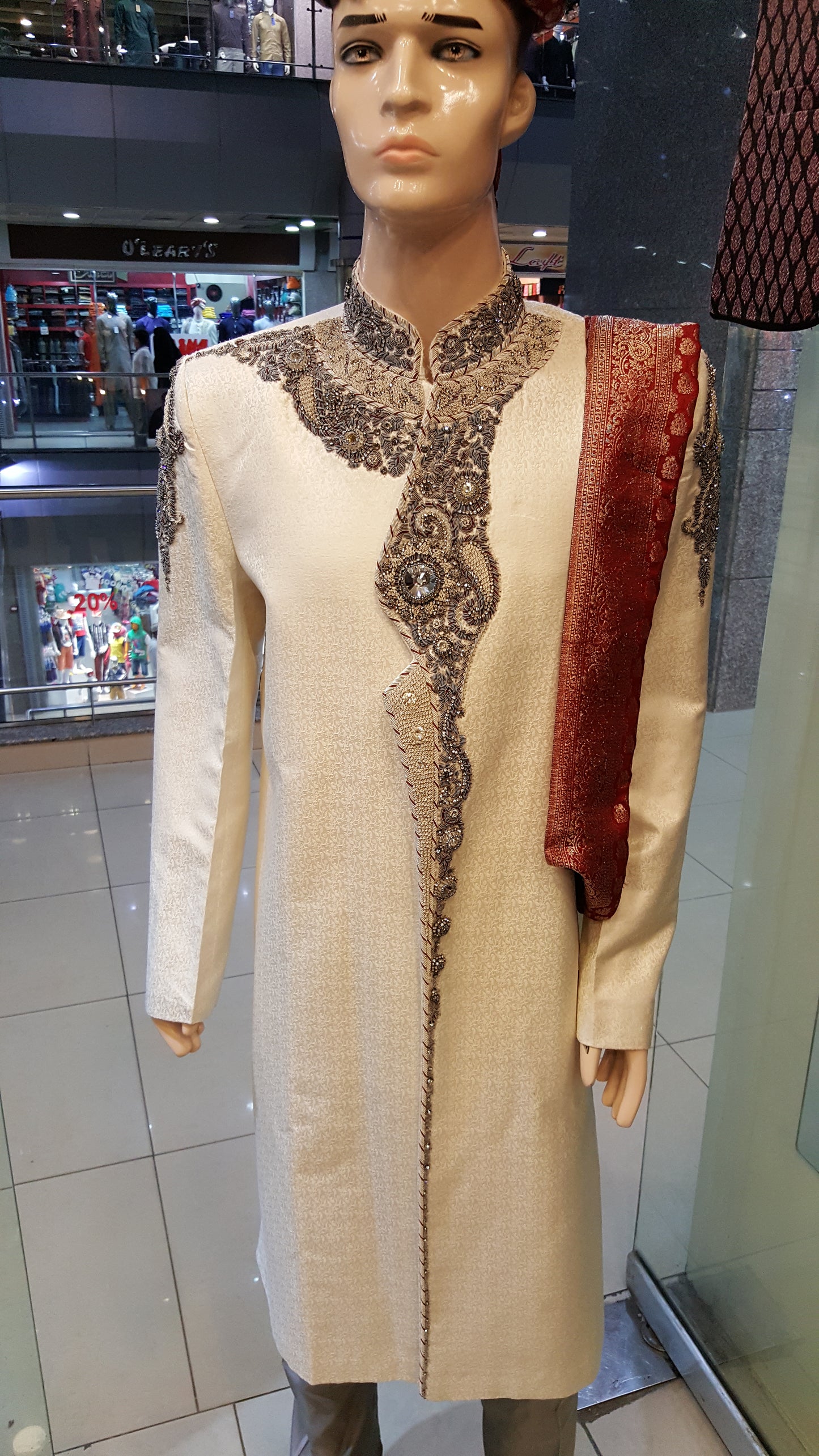 White Fancy Sherwani - Jamawar