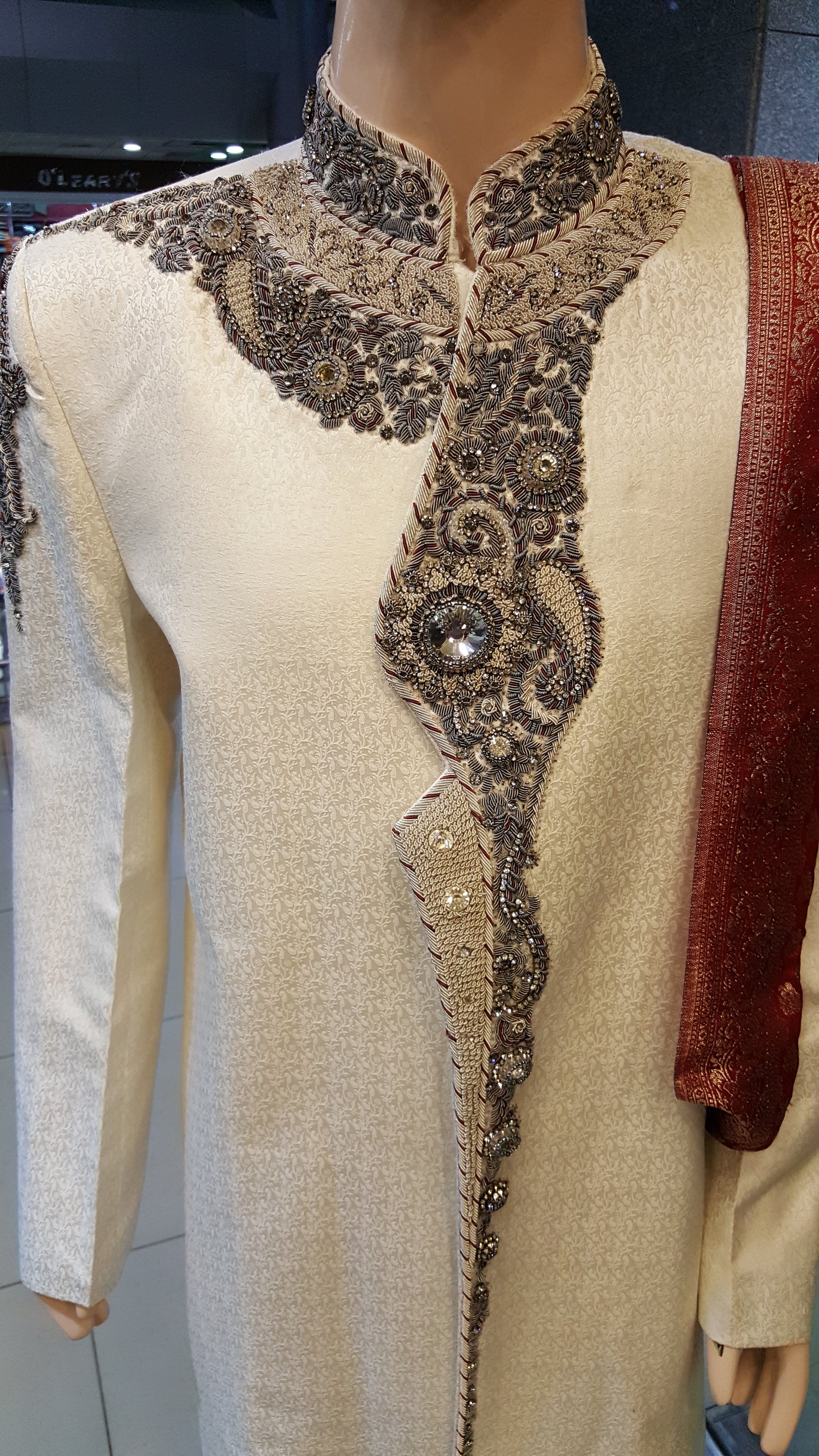 White Fancy Sherwani - Jamawar