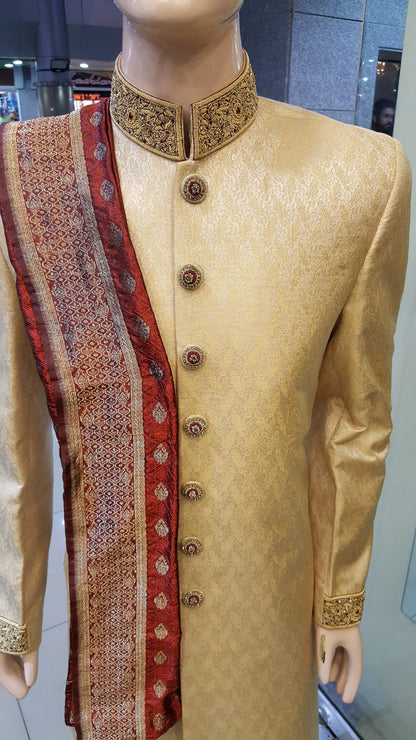 Cream Sherwani - Jamawar