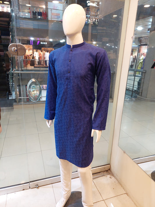 Ink Blue Kurta - Jaykart Embose