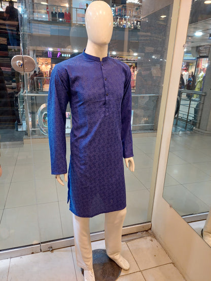 Ink Blue Kurta - Jaykart Embose