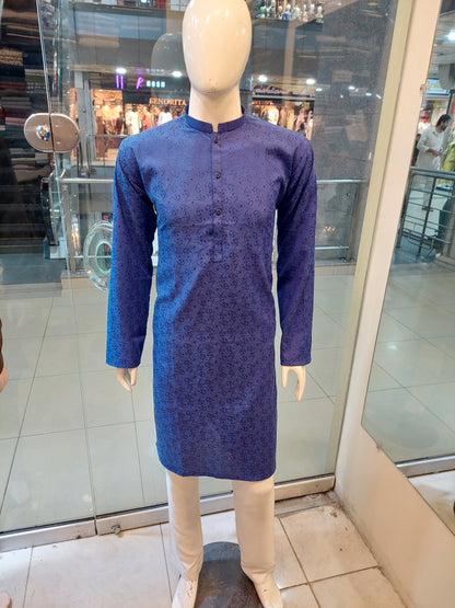 Ink Blue Kurta - Jaykart Embose