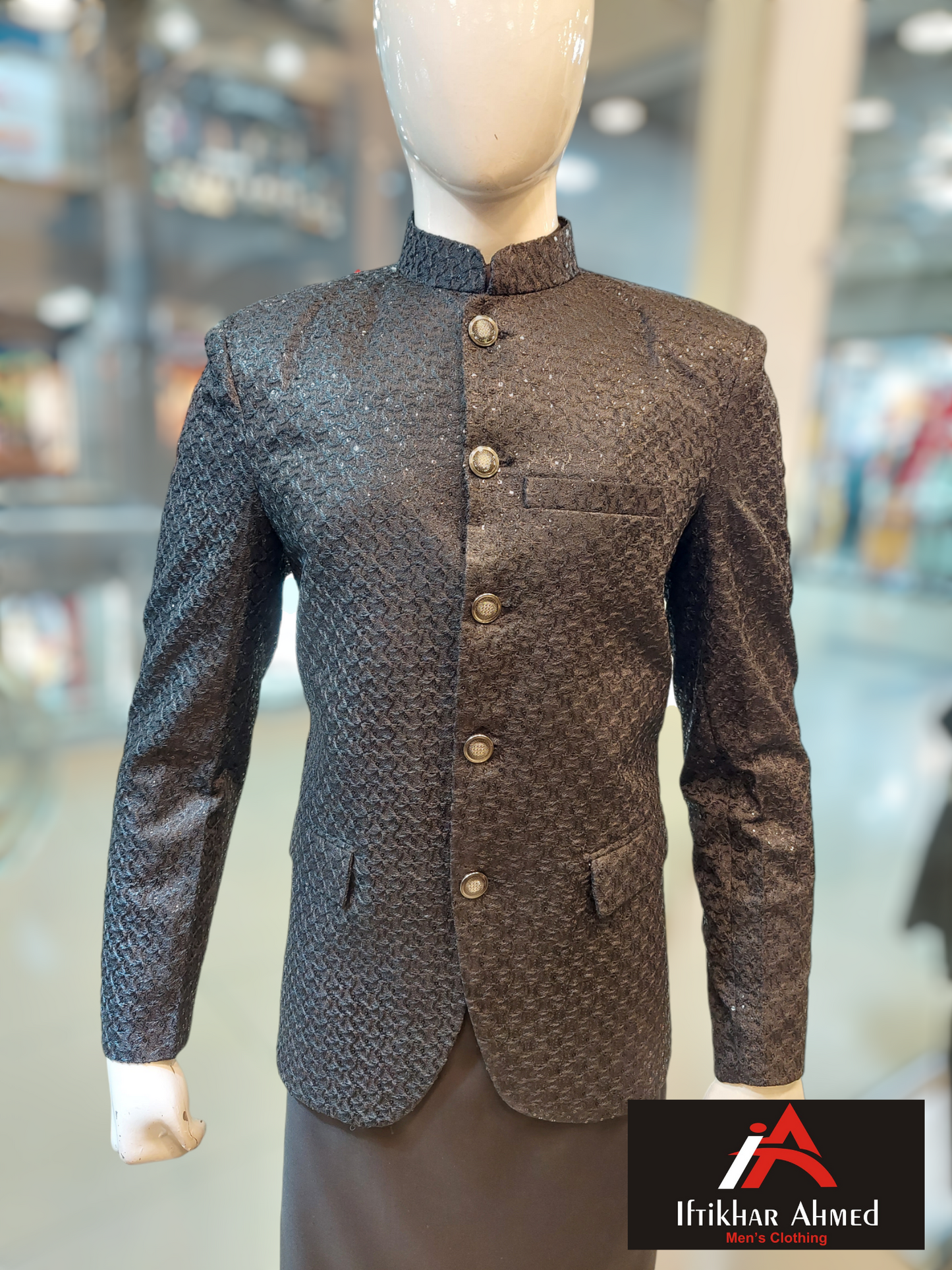 Black Prince Coat, Embroidery Pattern - Masoori Fabric