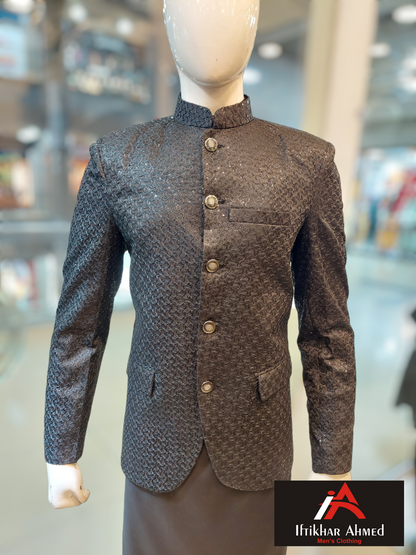 Black Prince Coat, Embroidery Pattern - Masoori Fabric