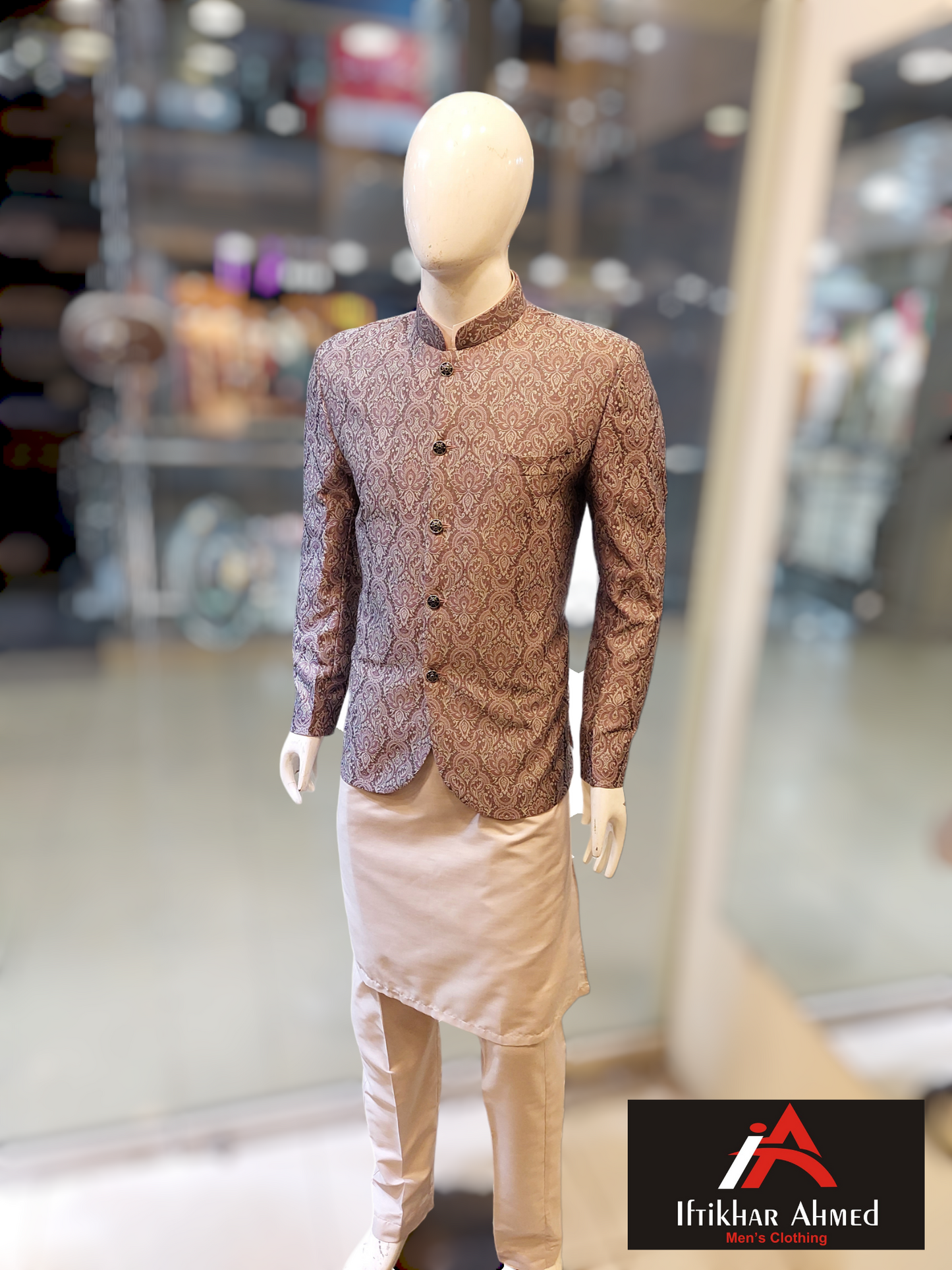 Light Purple with Light Grey Emboss - Prince Coat - Jamawar Fabric