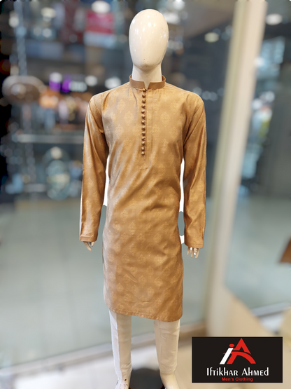 Light Golden Kurta - Jaykart Embose