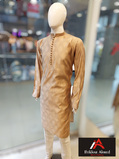 Light Golden Kurta - Jaykart Embose