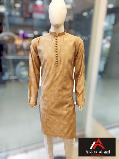 Light Golden Kurta - Jaykart Embose