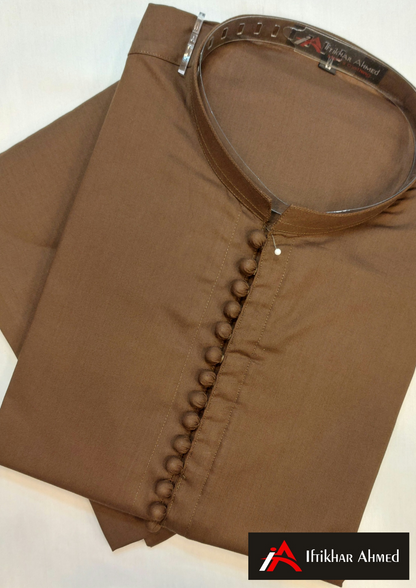 Brown Kurta Pajama - Wash n Wear Fabric