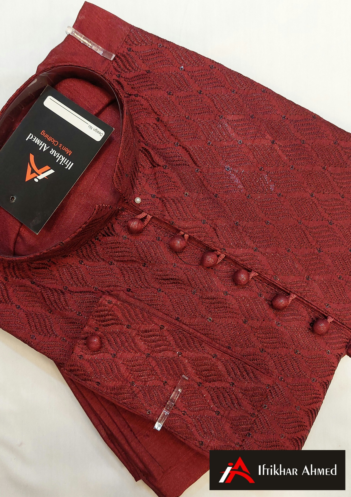 Maroon - Kurta Pajama - Masoori Sequence Work- Raw Silk Fabric