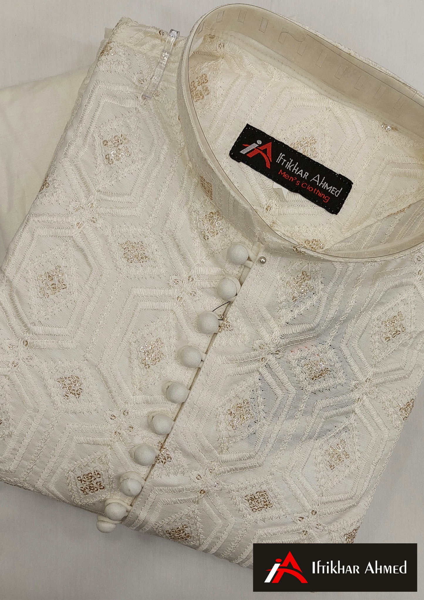 Off White - Kurta Pajama - Masoori Sequence Work - Cotton Silk Fabric