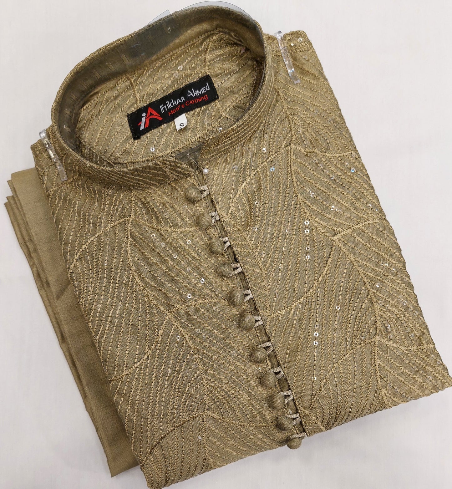 Shampion Green - Kurta Pajama - Masoori Sequence Work - Cotton Silk Fabric