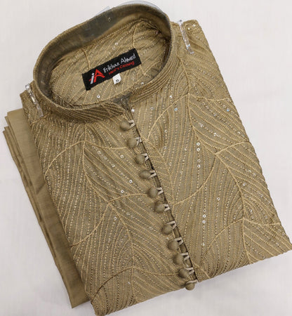 Shampion Green - Kurta Pajama - Masoori Sequence Work - Cotton Silk Fabric