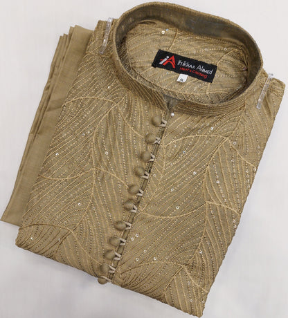 Shampion Green - Kurta Pajama - Masoori Sequence Work - Cotton Silk Fabric