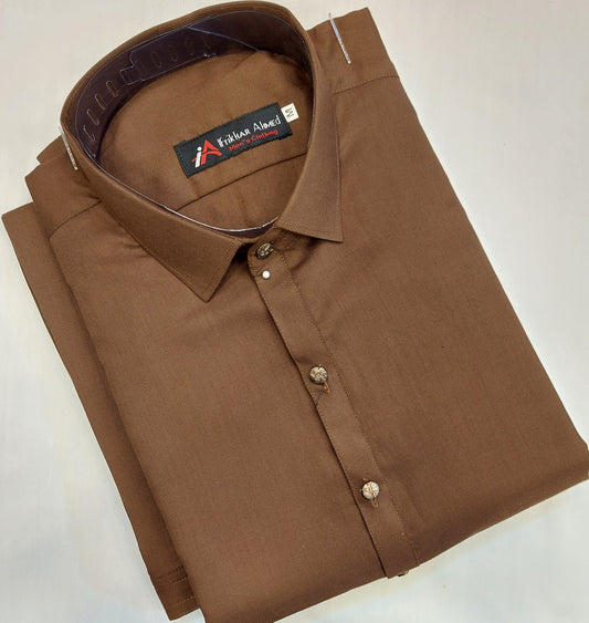 Brown - Kameez Shalwar - Wash n Wear Fabric