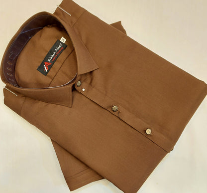 Brown - Kameez Shalwar - Wash n Wear Fabric