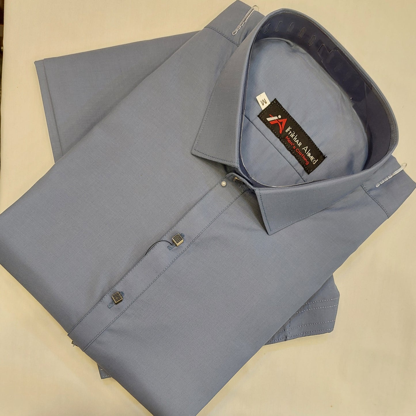 Greyish Blue - Kameez Shalwar - Wash n Wear Fabric