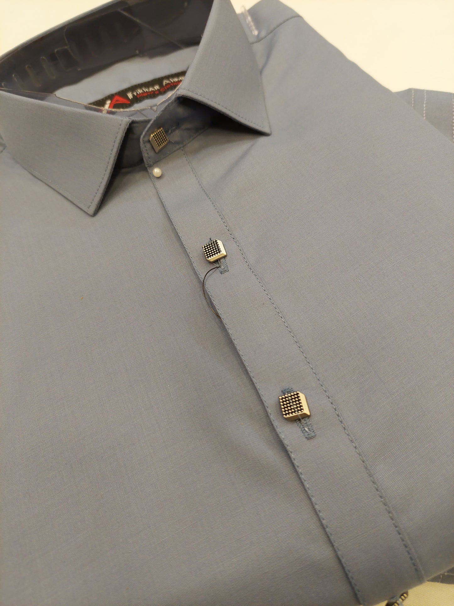 Greyish Blue - Kameez Shalwar - Wash n Wear Fabric