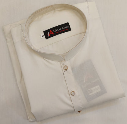 Milky White - Kurta Pajama - Wash n Wear Fabric