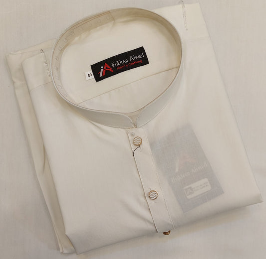 Milky White - Kurta Pajama - Wash n Wear Fabric