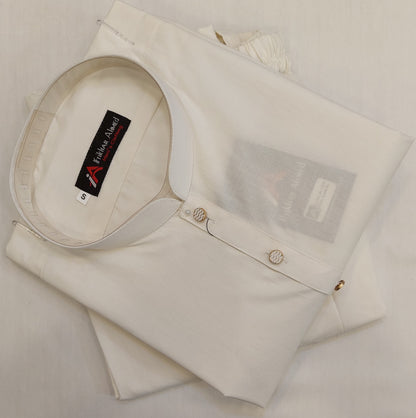 Milky White - Kurta Pajama - Wash n Wear Fabric