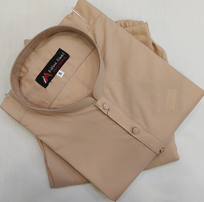 Peach - Kurta Pajama - Wash n Wear Fabric