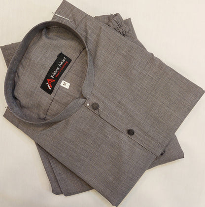 Grey - Kurta Pajama - Wash n Wear Fabric