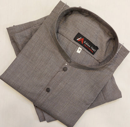 Grey - Kurta Pajama - Wash n Wear Fabric