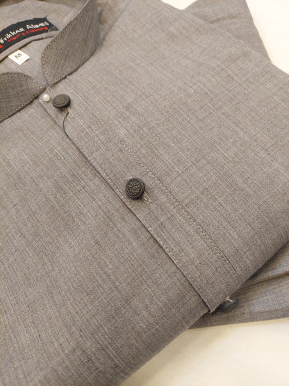 Grey - Kurta Pajama - Wash n Wear Fabric
