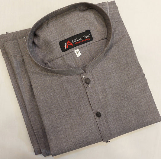 Grey - Kurta Pajama - Wash n Wear Fabric