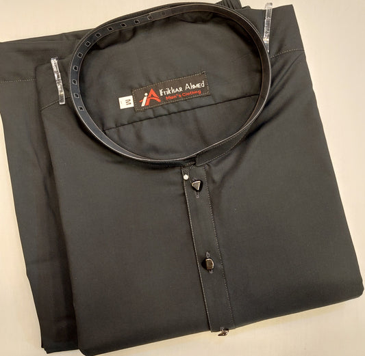 Dark Grey - Kurta Pajama - Wash n Wear Fabric